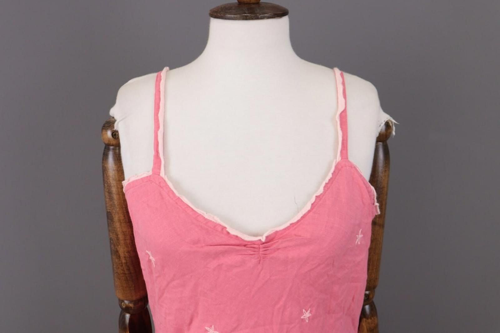Designer Pachamama Pink Printed Spaghetti Linen Summer Dress Size 3 Size M / US 6-8 / IT 42-44 - 4 Thumbnail