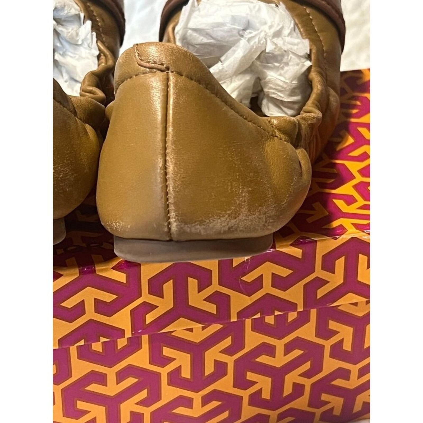 Tory Burch TORY BURCH Ambrose Ballet Flats Leather Camel Brown Gold 7 B Size US 7 / IT 37 - 4 Thumbnail