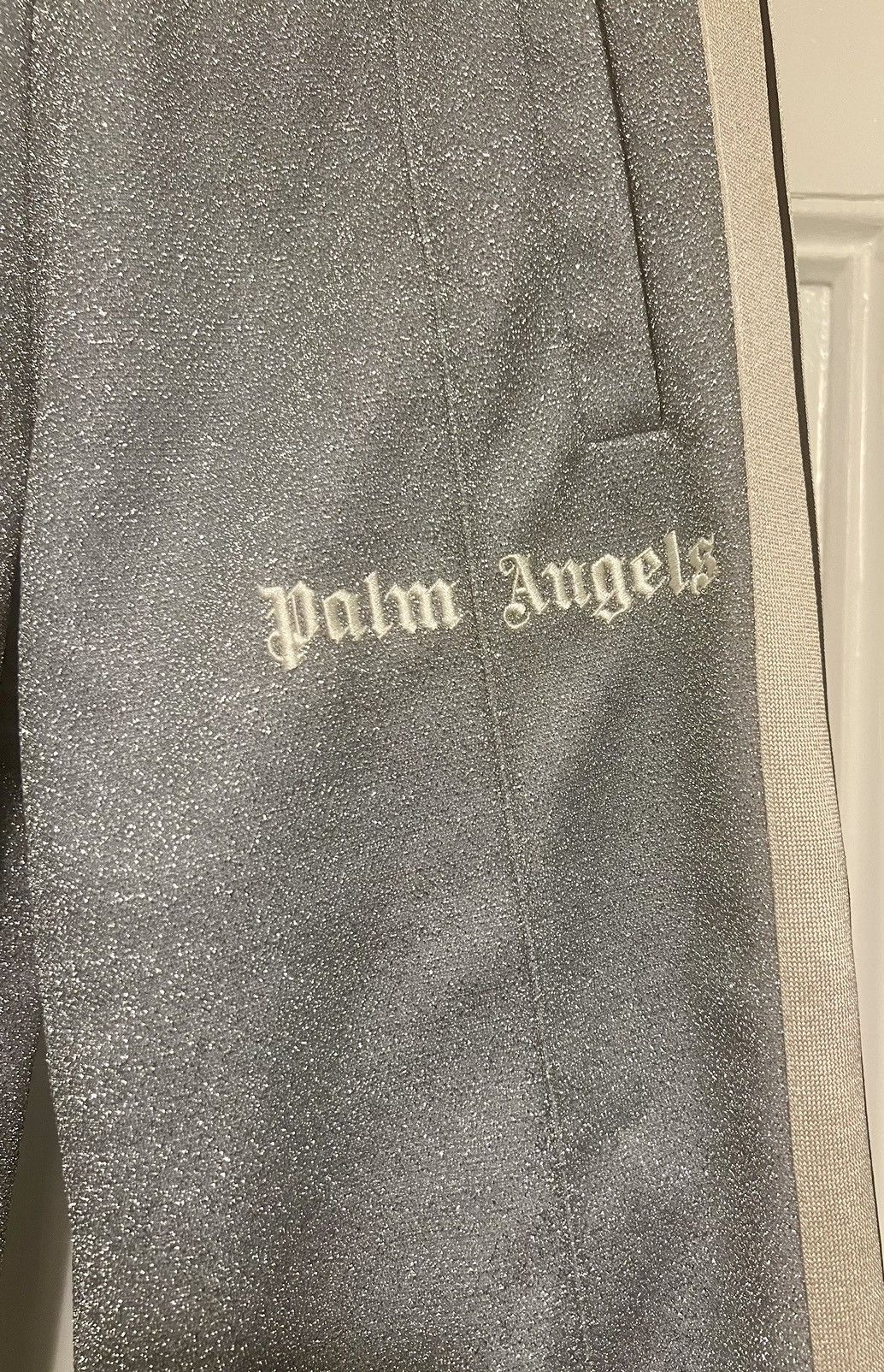 Designer Authentic Palm Angels lurex track pants silver and off white Size US 28 / EU 44 - 2 Thumbnail