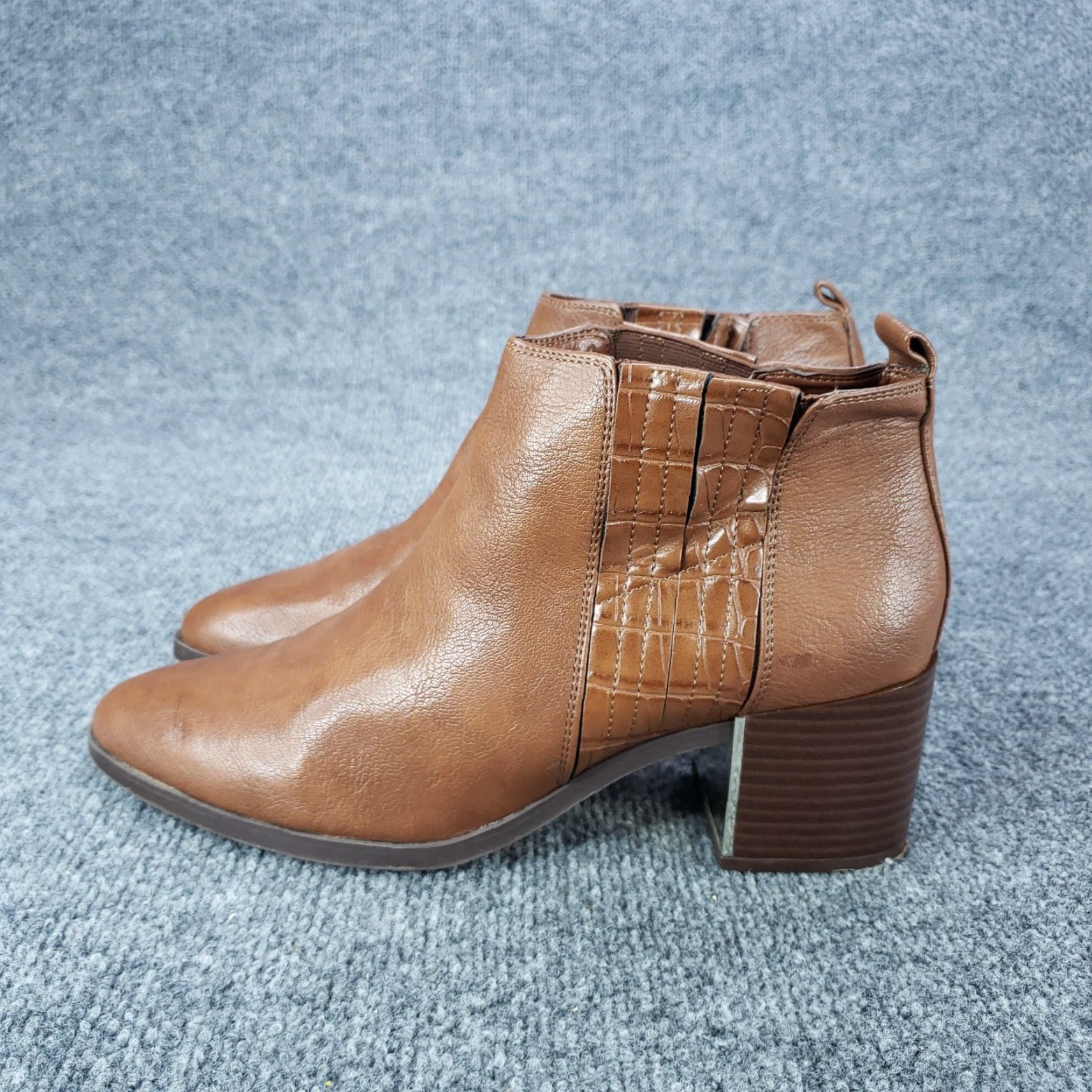 Nine West Nine West Westlyno Ankle Boots Womens 11M Brown Block Heel Booties Slip On Size US 11 / IT 41 - 4 Thumbnail