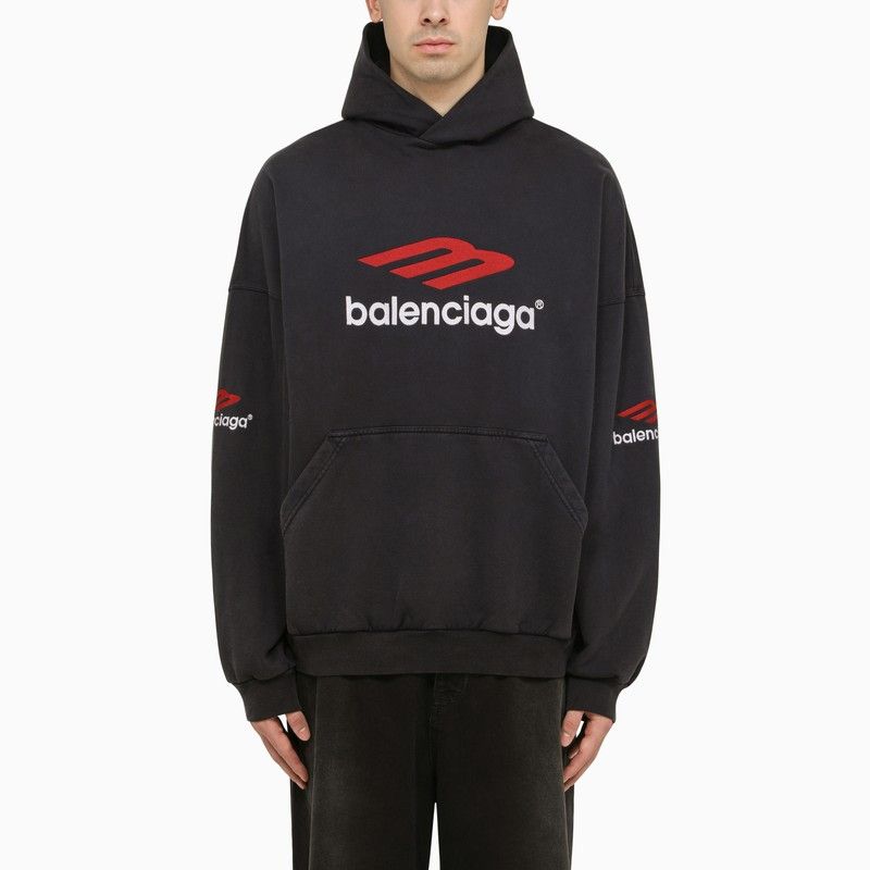 image of Balenciaga Icon 3B Sport Hoodie Black/red, Men's (Size XL)