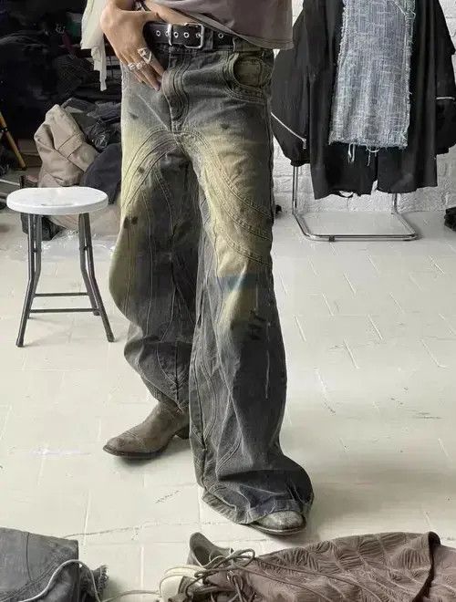 Japanese Brand × Jean Heavy-duty washed distressed faded micro-flare jeans Size US 32 / EU 48 - 3 Thumbnail