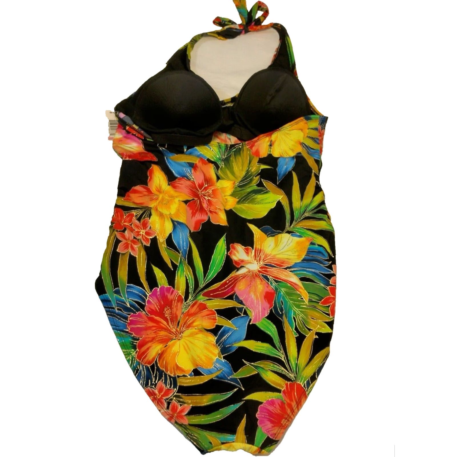 Vintage VINTAGE Islander Women's 1 Piece Swimsuit Tropical Floral Faux Wrap Halter Tank Bathing Suit Size 16 Beach Vacation Size XXL / US 16-18 / IT 52-54 - 3 Thumbnail