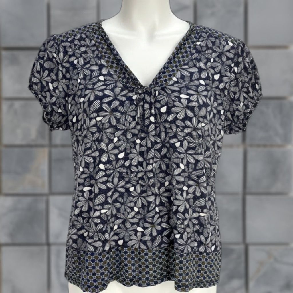 Vintage Left of Center Blouse Purple V-Neck Bohemian Y2K Floral Shirt Women L Size L / US 10 / IT 46 - 1 Thumbnail