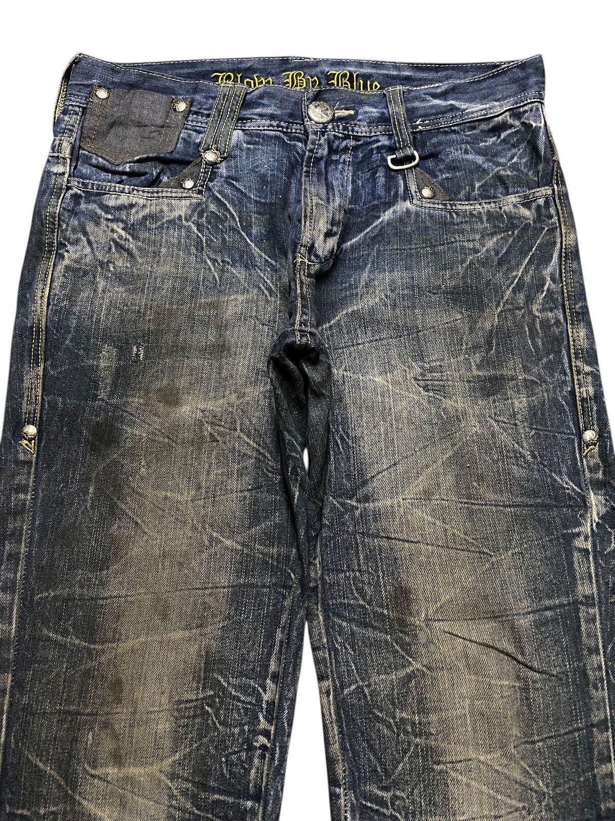 Japanese Brand Vtg Skull Blow By Blue Mud Wash Thunder Avant Garde Jeans Size US 32 / EU 48 - 3 Thumbnail