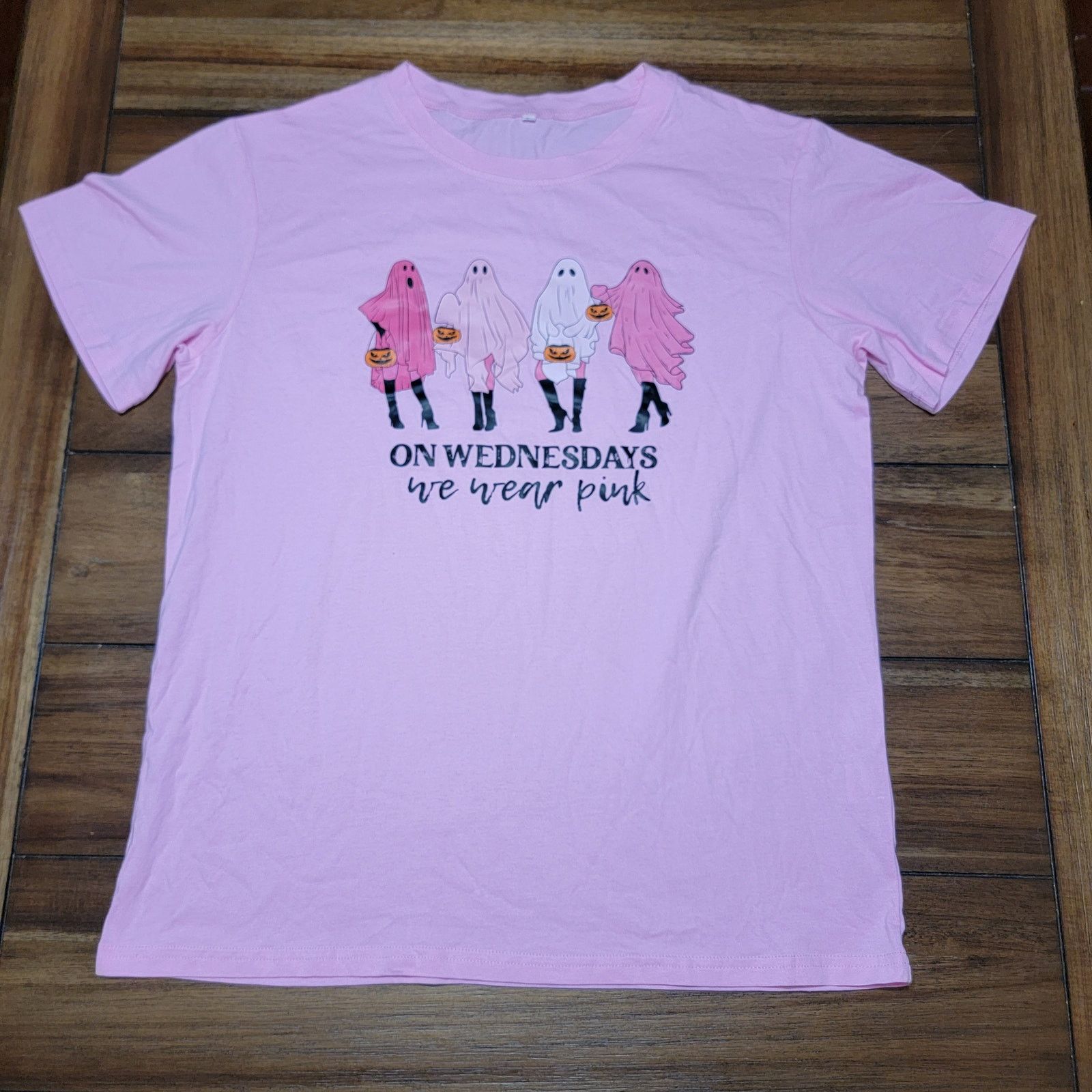 Other Halloween Tee "On Wednesdays We Wear Pink" Ghosts - Large Size L / US 10 / IT 46 - 1 Thumbnail