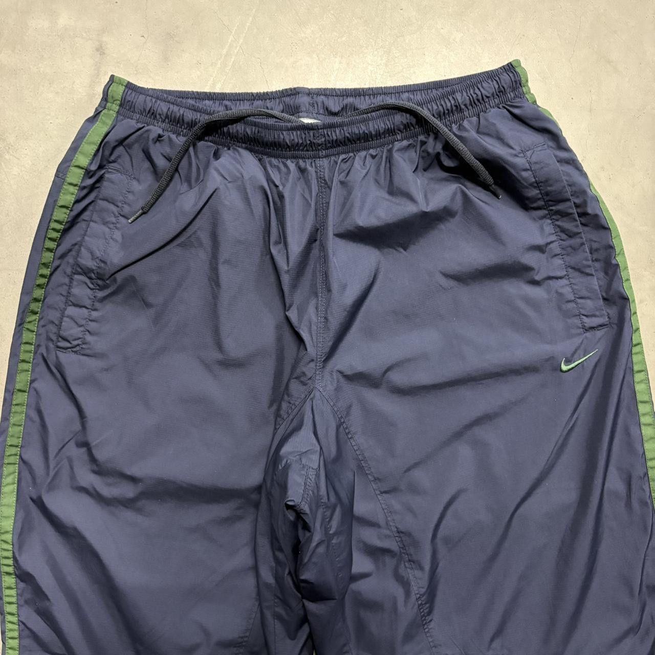Nike Crazy Vintage Y2K/2000s Super Baggy Navy Blue Striped Nike TrackPants! Size US 32 / EU 48 - 3 Thumbnail