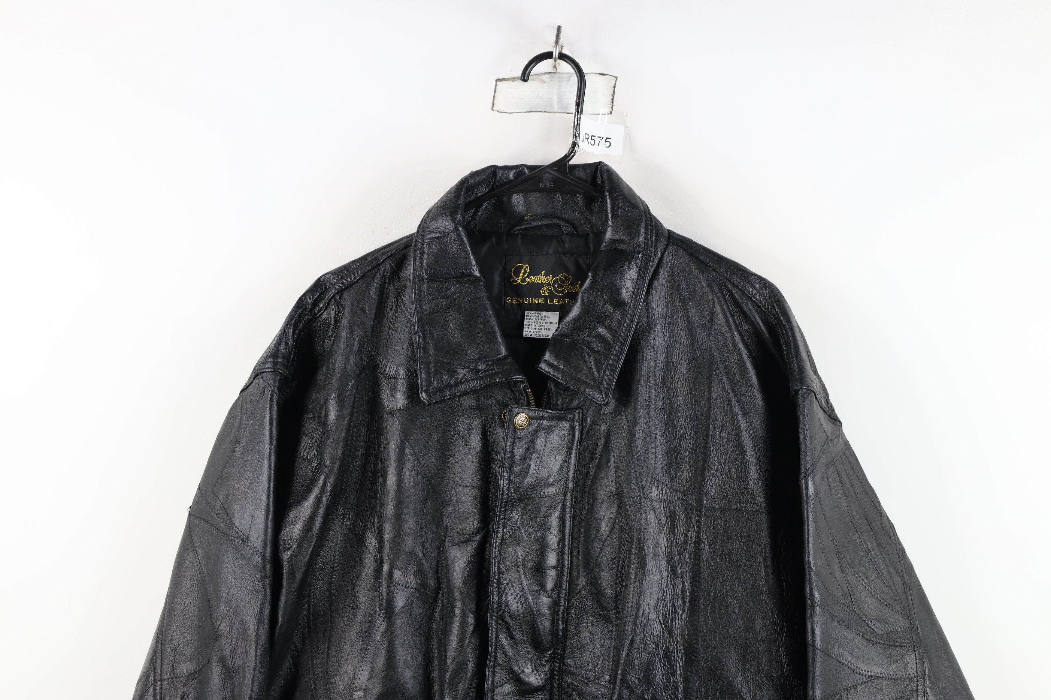 Vintage Vintage 90s Streetwear Patchwork Leather Bomber Jacket Black Size US XL / EU 56 / 4 - 2 Thumbnail
