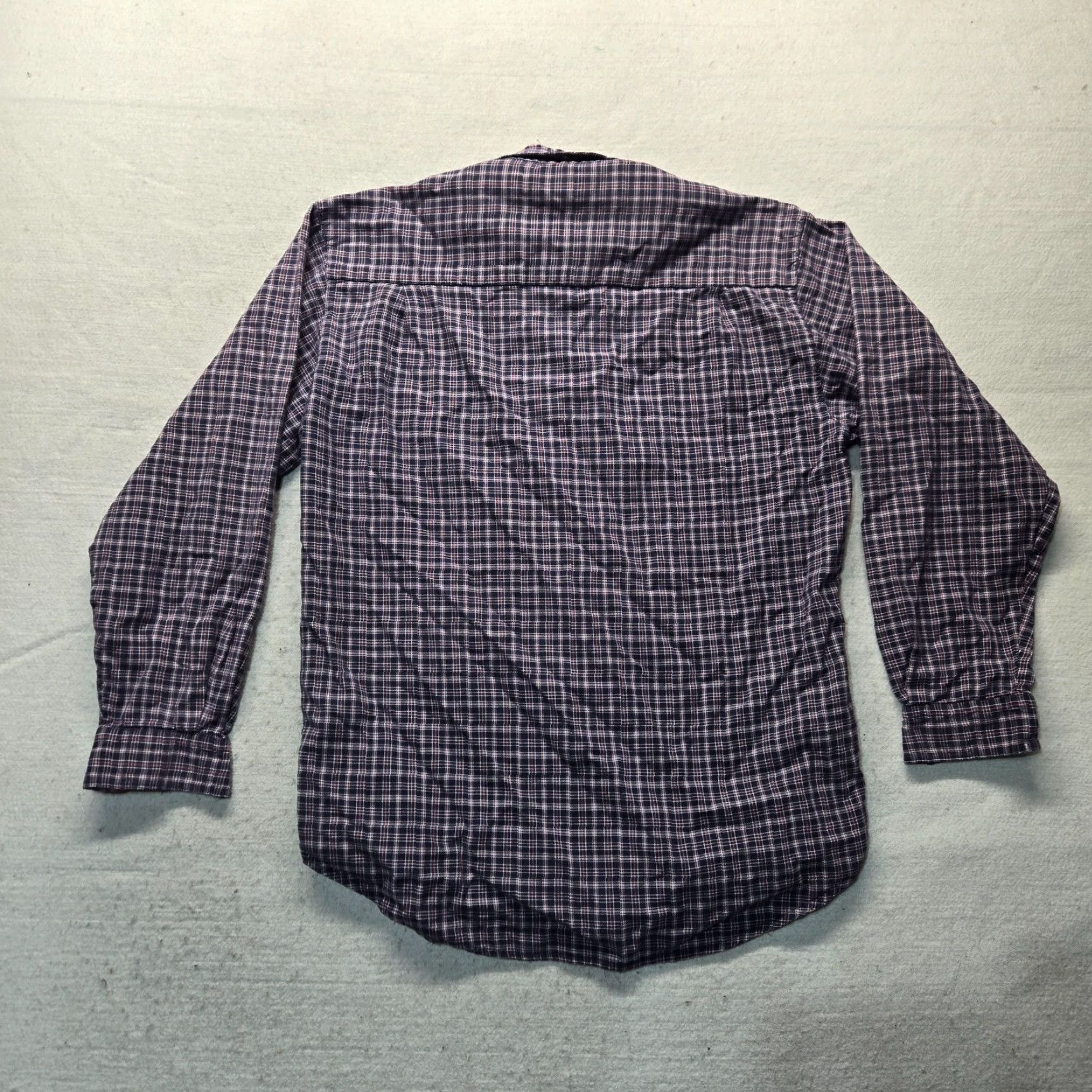 Bugle Boy Bugle Boy Dress Shirt Men Adult M Medium Blue Purple Checkered Regular Fit Shirt Size 40R - 7 Thumbnail