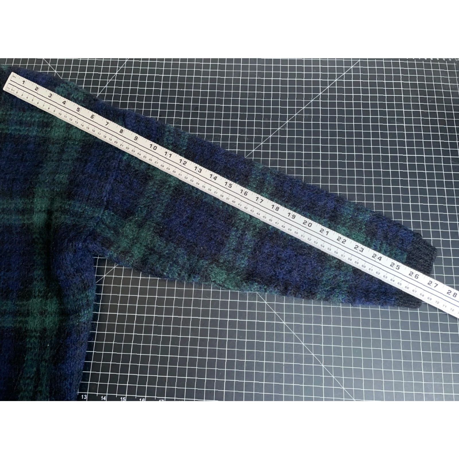 Swatch VINTAGE 90s Mohair Cardigan Women's Large Green Blue Black Watch Sweater Boxy Fit Size L / US 10 / IT 46 - 7 Thumbnail