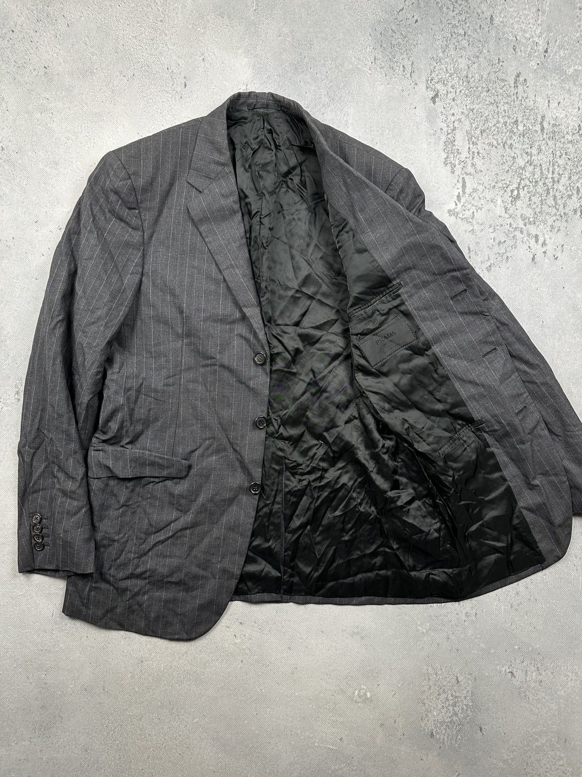 Prada Prada Milano Grey Pinstripe Virgin Wool 00s Blazer 48R Italy Size 48R - 2 Thumbnail