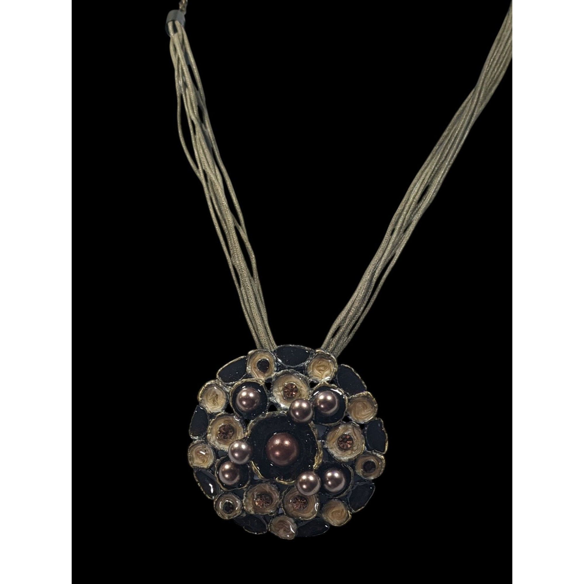 Other Abstract Floral Pearl Rhinestone And Enamel Pendant Necklace Size ONE SIZE - 2 Thumbnail