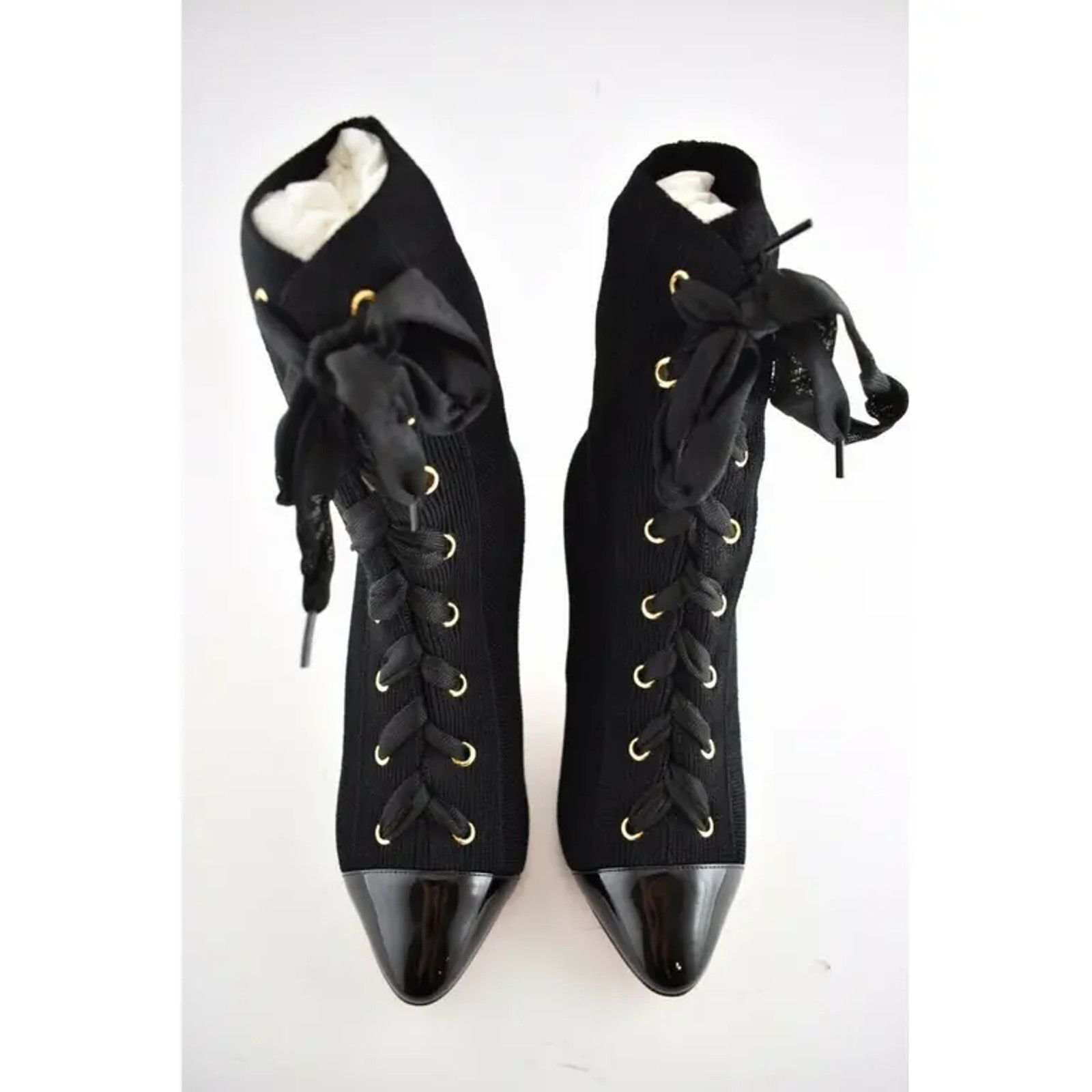 Christian Louboutin Christian Louboutin Frenchie 100 Black Patent Lace Heel Size US 5.5 / IT 35.5 - 6 Thumbnail