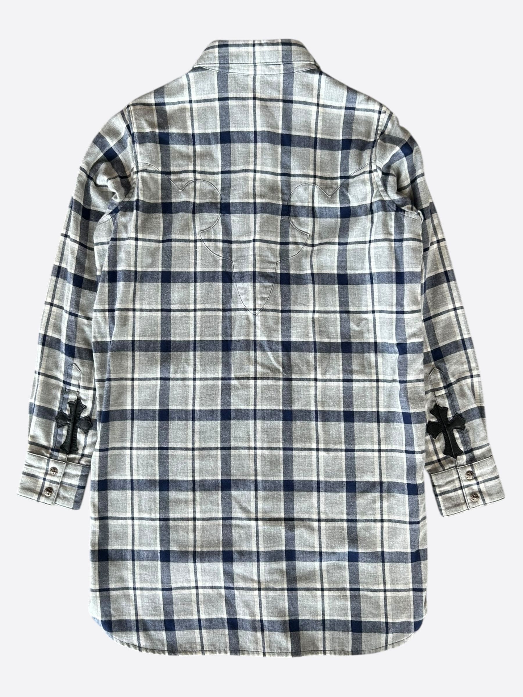 Chrome Hearts Chrome Hearts Grey & Blue Cross Patch Elongated Flannel Size US S / EU 44-46 / 1 - 2 Thumbnail