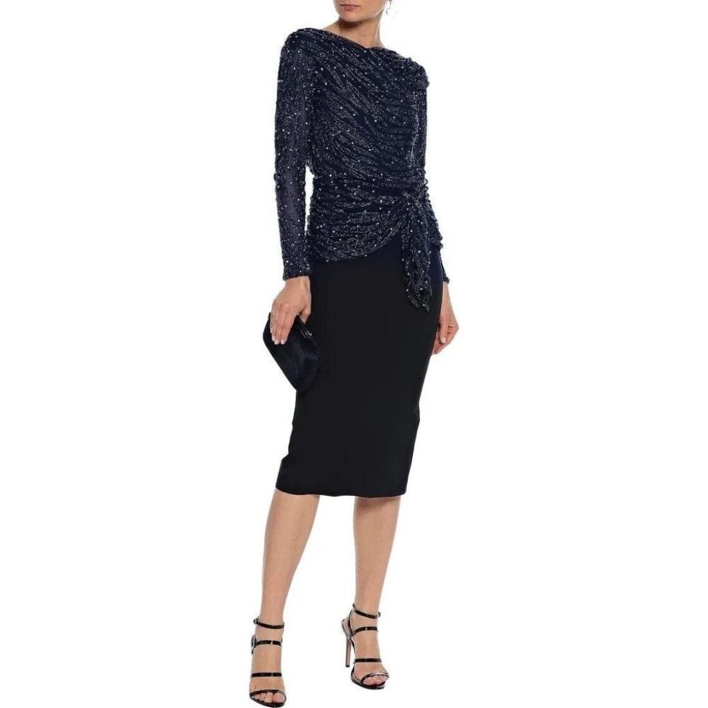 image of Rachel Gilbert Jamilla Layered Embellished Midi Dress 4 New in Blue, Women's (Size Small)