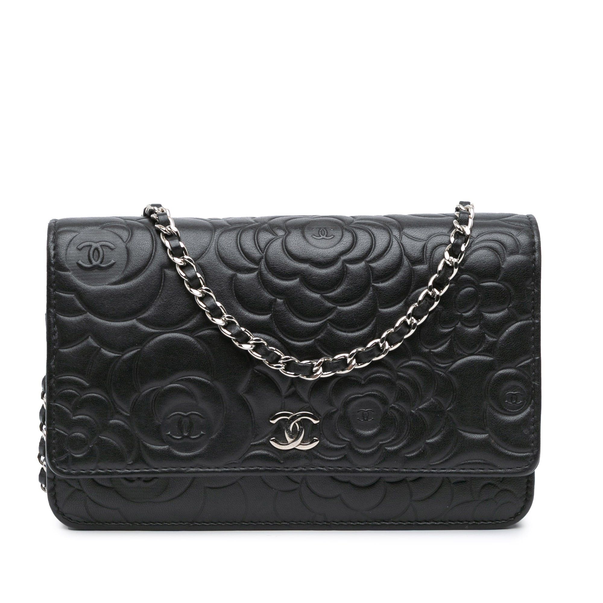 Chanel Chanel Lambskin Camellia Embossed Wallet On Chain Black Size ONE SIZE - 1 Thumbnail