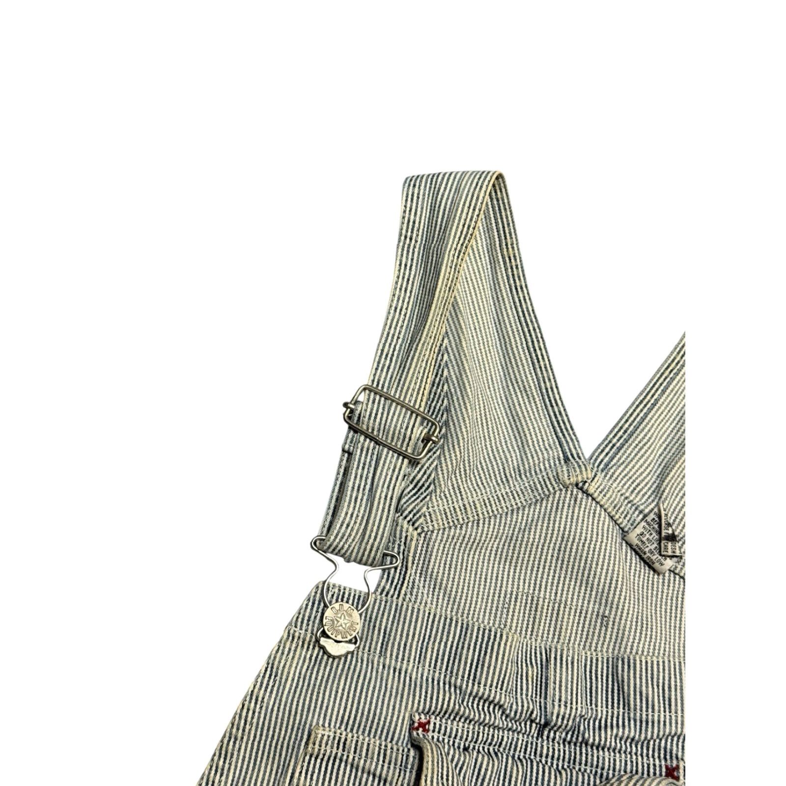 Vintage B.U.M. Equipment Women's Denim Overall Striped Shorts S 100% Cotton Pockets Straps Gray Festival Hipster Casual Button Sleeveless Size 28" / US 6 / IT 42 - 5 Thumbnail