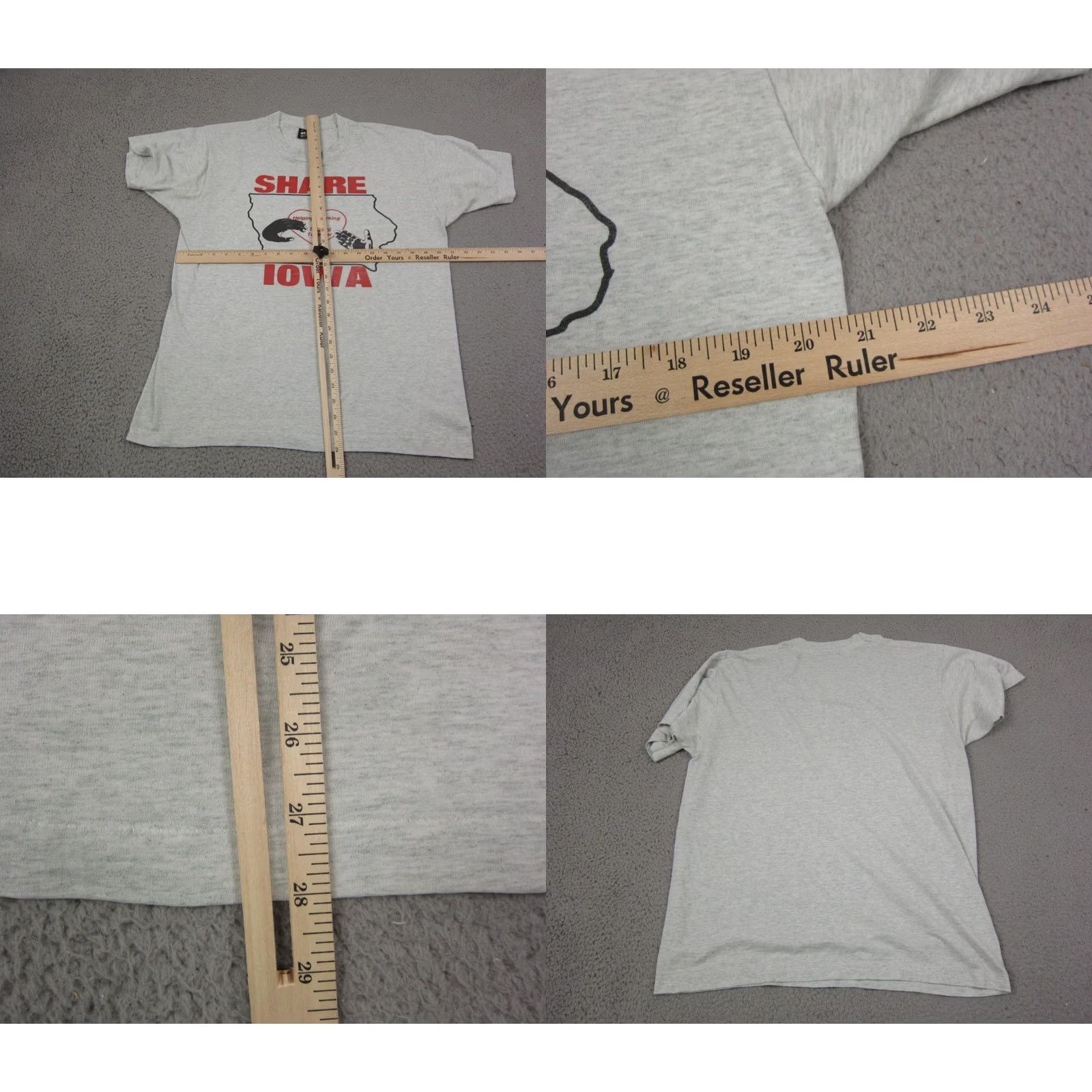 Fruit Of The Loom VIntage Helping Hands Shirt Adult Large Gray Iowa Share Made in USA 80s 90s Size US L / EU 52-54 / 3 - 8 Thumbnail