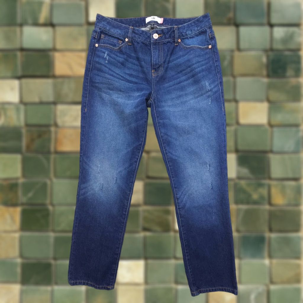 Vintage Cabi Malibu Jeans Womens 8 Dark Distressed Mid Rise Denim 100% Cotton Blue Size 30" / US 8 / IT 44 - 1 Thumbnail