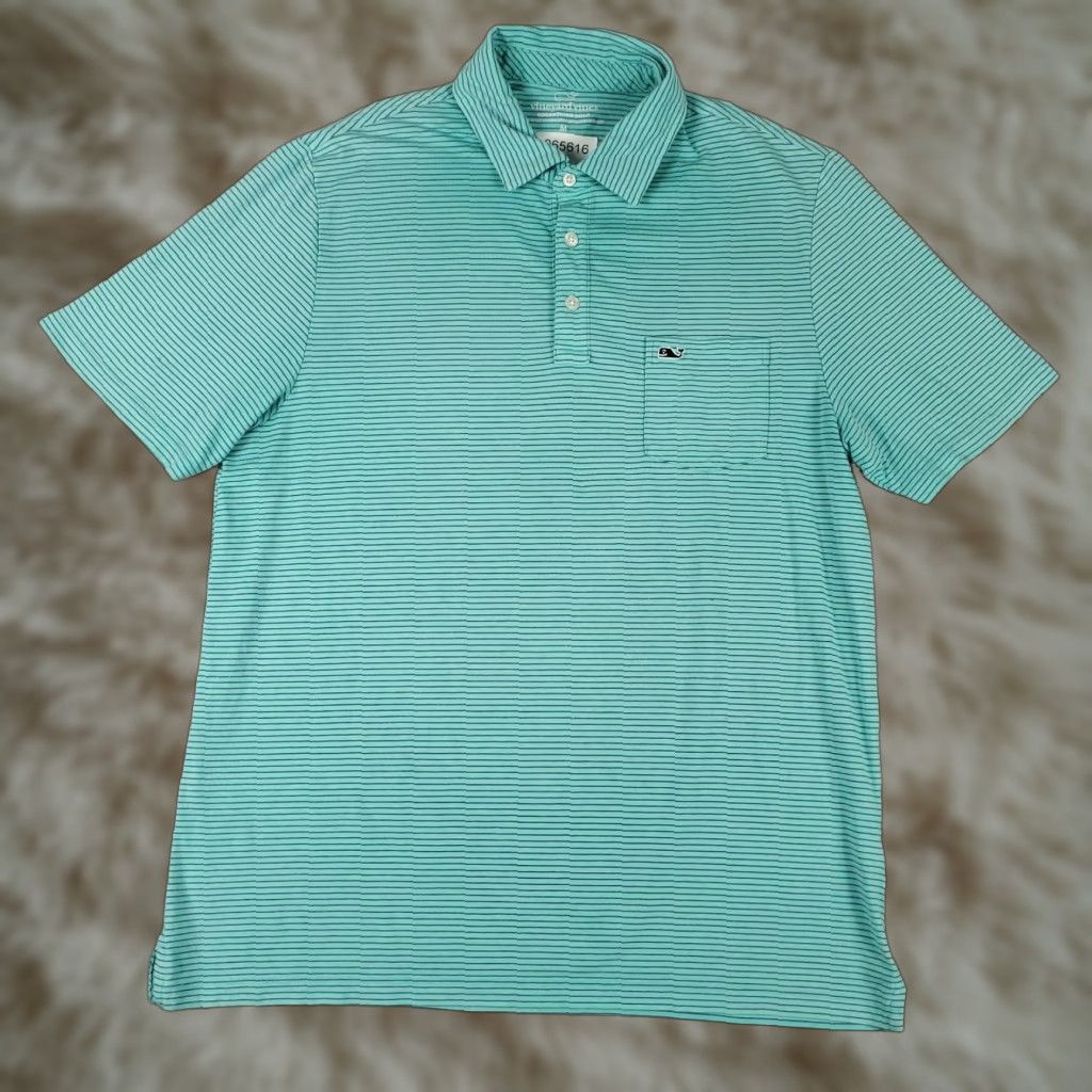 Vineyard Vines Vineyard Vines Polo Shirt Mens M Blue Stripe Whale Casual Short Sleeve Shirt Size US M / EU 48-50 / 2 - 1 Thumbnail