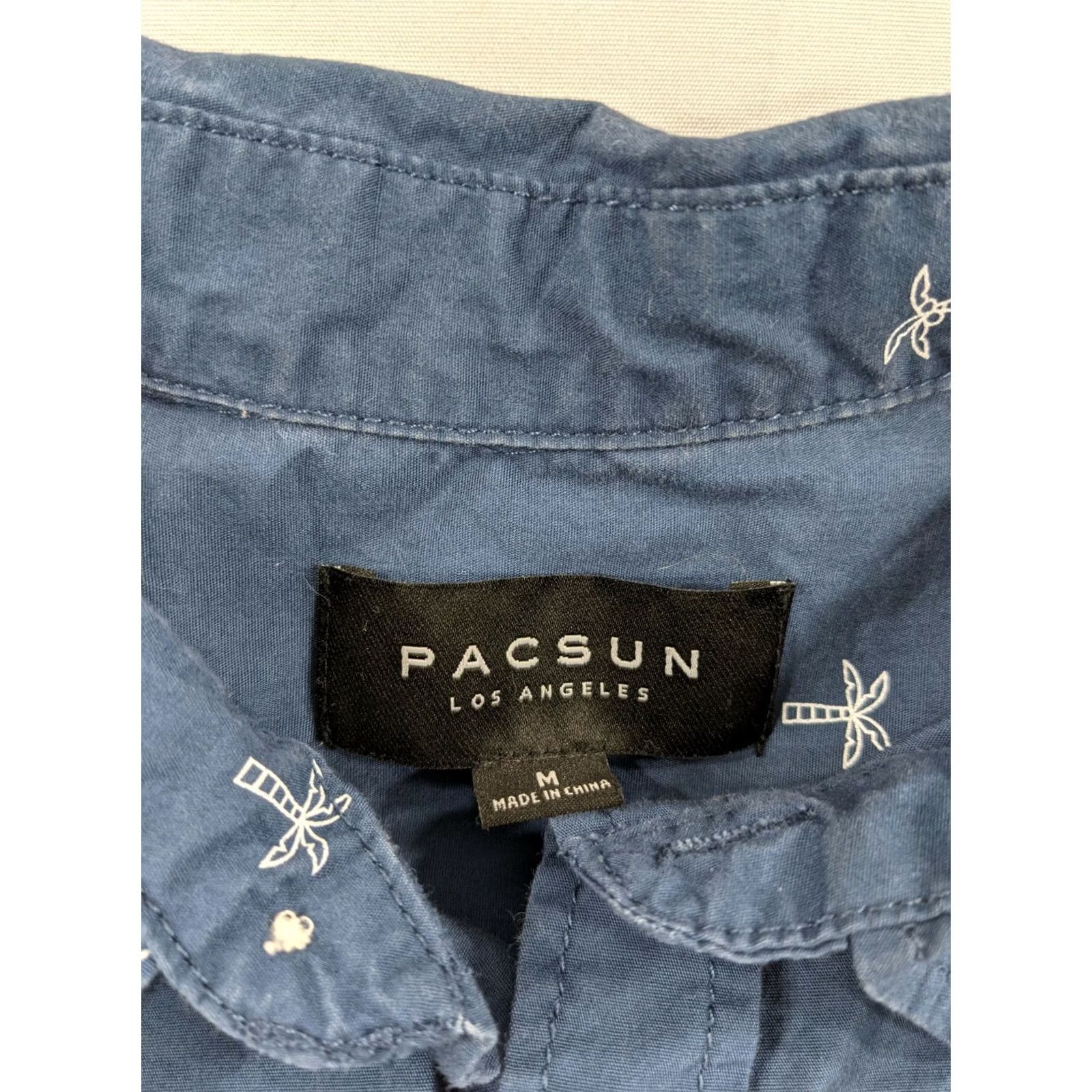 Pacsun Pacsun Shirt Button Front Mens Size Medium blue Palm Trees Sunday Funday Size US M / EU 48-50 / 2 - 3 Thumbnail
