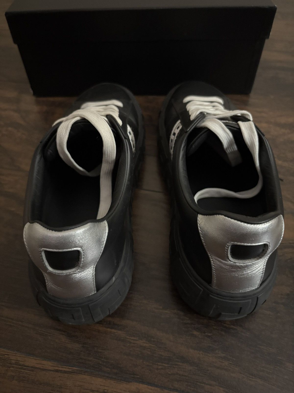 Versace Versace Greca Low-Top Sneakers (Black/Silver) 👟 Size: 11 Size US 11 / EU 44 - 2 Thumbnail