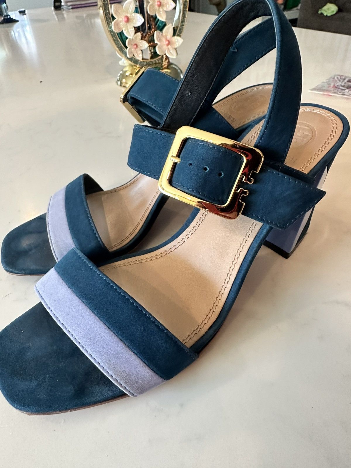 Tory Burch Tory Burch Teal and Lavender Palermo Sandals - Sz. 7 Size US 7 / IT 37 - 2 Thumbnail