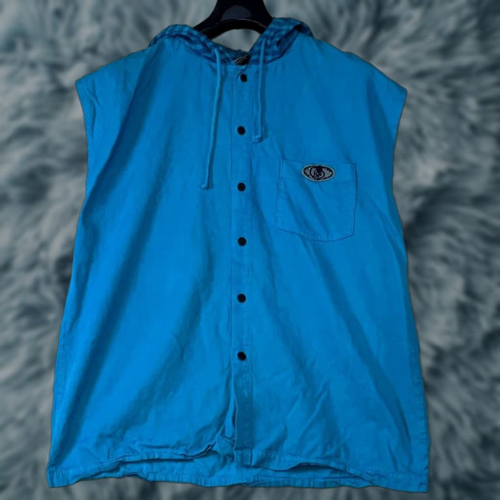 Vintage VINTAGE Gordon & Smith Vest Hooded Blue Cotton Pockets Size M Men Sleeveless Hooded Vest Medium Blue G&S Vest Mens Size US M / EU 48-50 / 2 - 1 Thumbnail