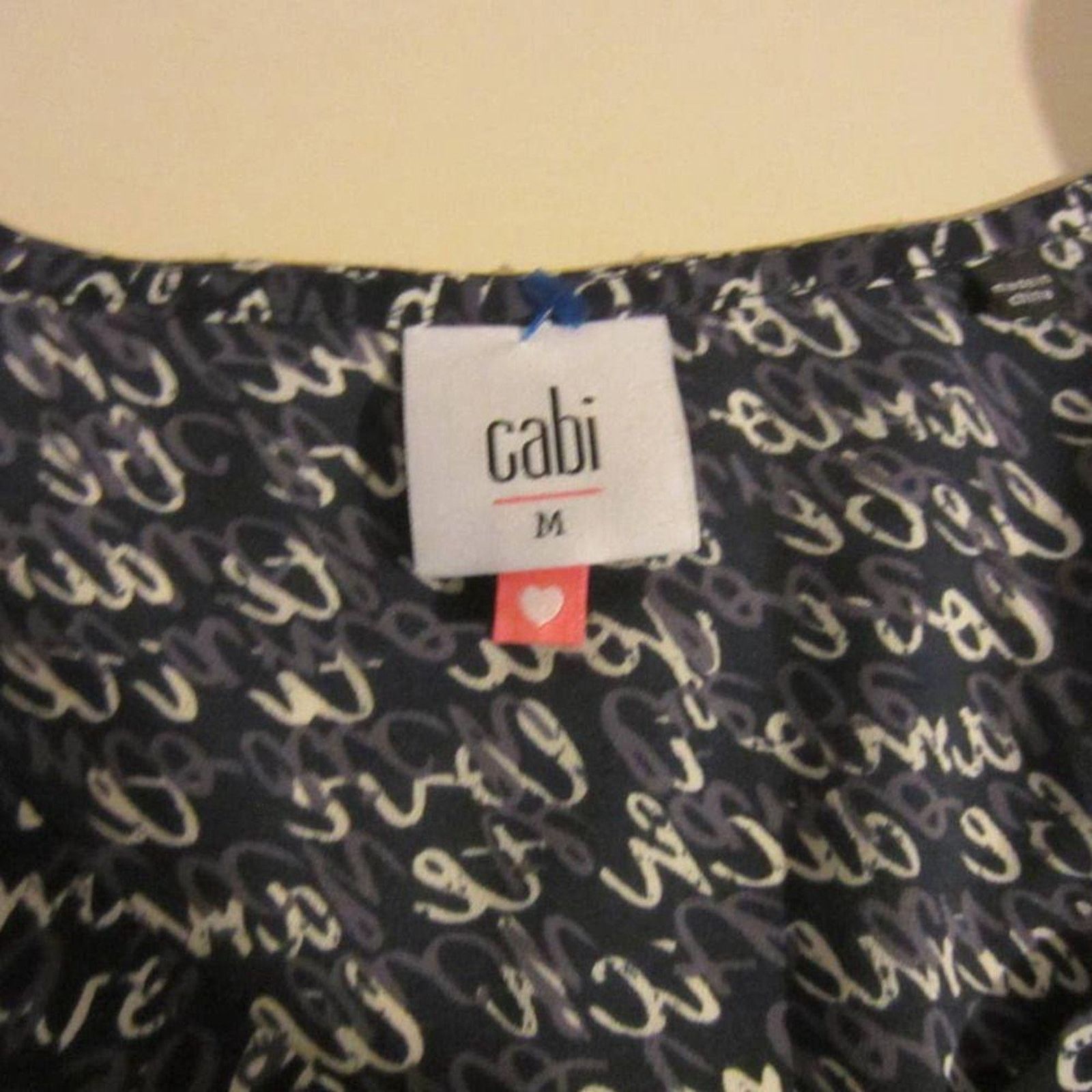 Other Boho Script Print Balloon Sleeve Navy Blouse Cabi Size M Size M / US 6-8 / IT 42-44 - 4 Thumbnail