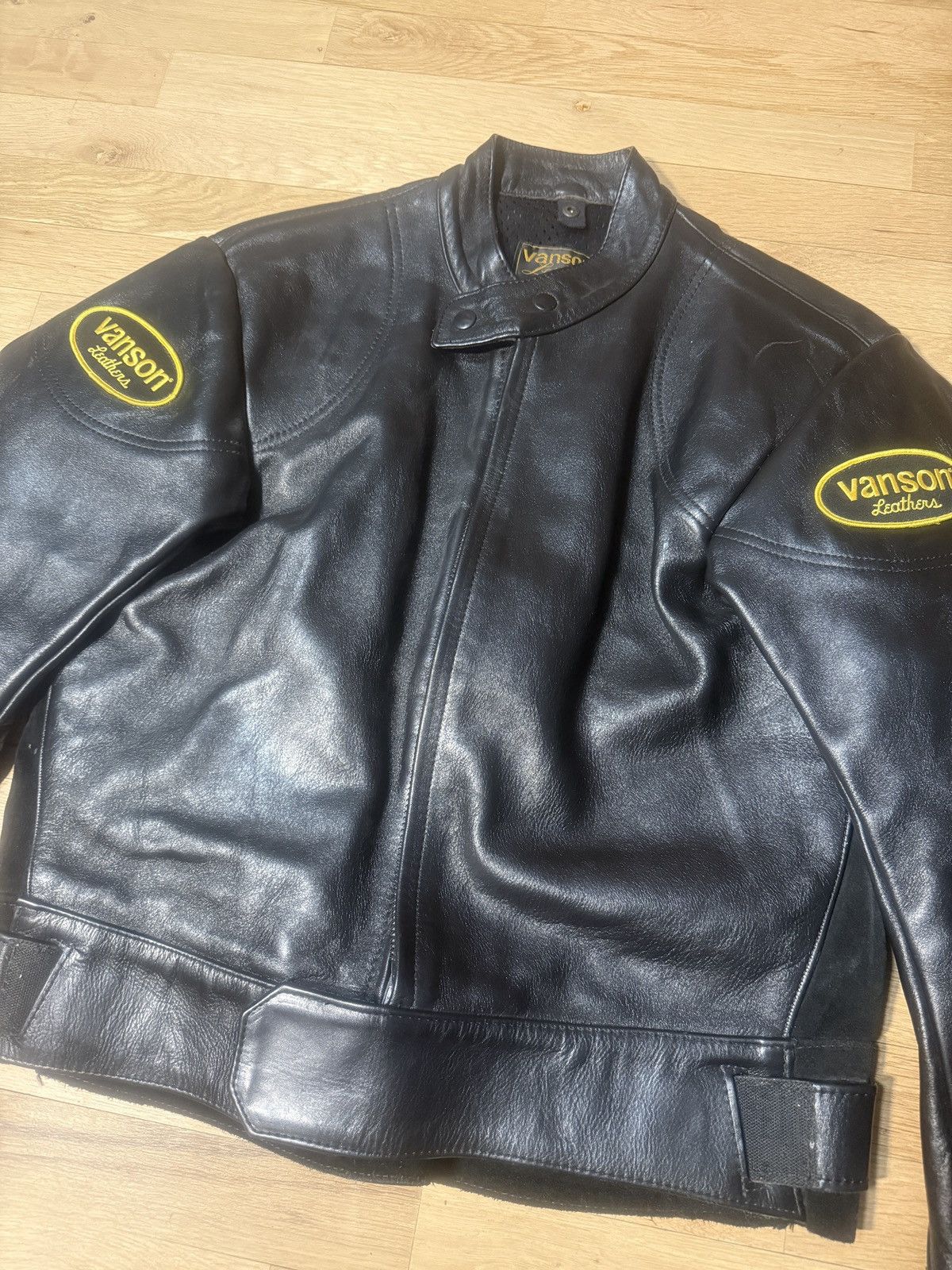 Vanson Leathers × Vintage Vintage Vanson Leather Jacket Yellow Embroidery Sz 44 Size US S / EU 44-46 / 1 - 2 Thumbnail