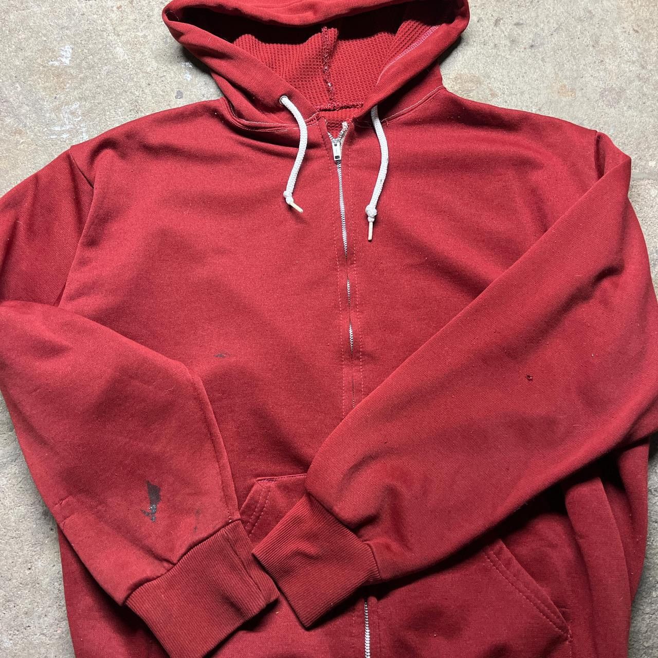 Vintage 1970s Distressed Thermal Lined Zip Up Cropped Painter Hoodie Size US L / EU 52-54 / 3 - 4 Thumbnail