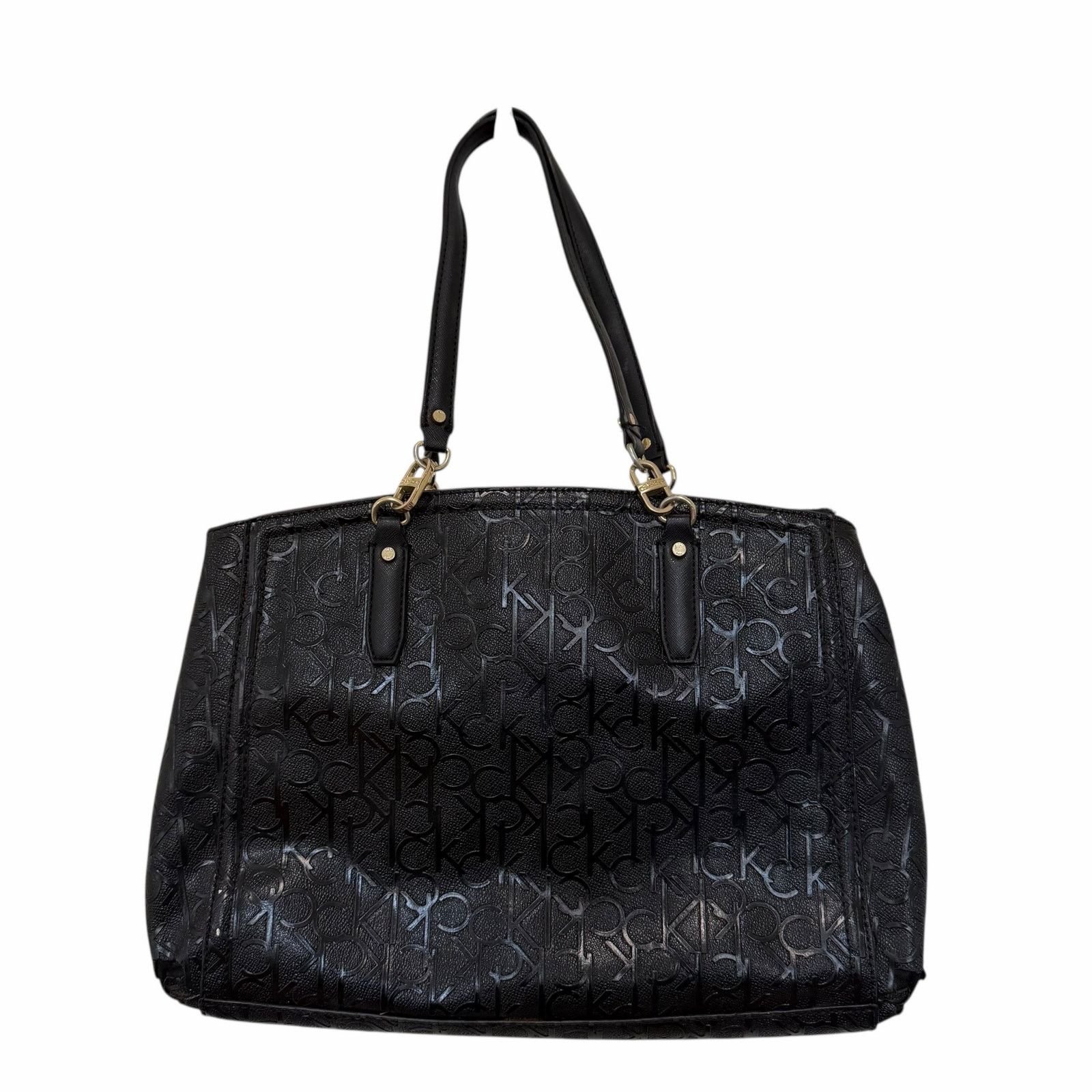 Calvin Klein Calvin Klein Black Monogram Patent Leather Handbag Size ONE SIZE - 5 Thumbnail