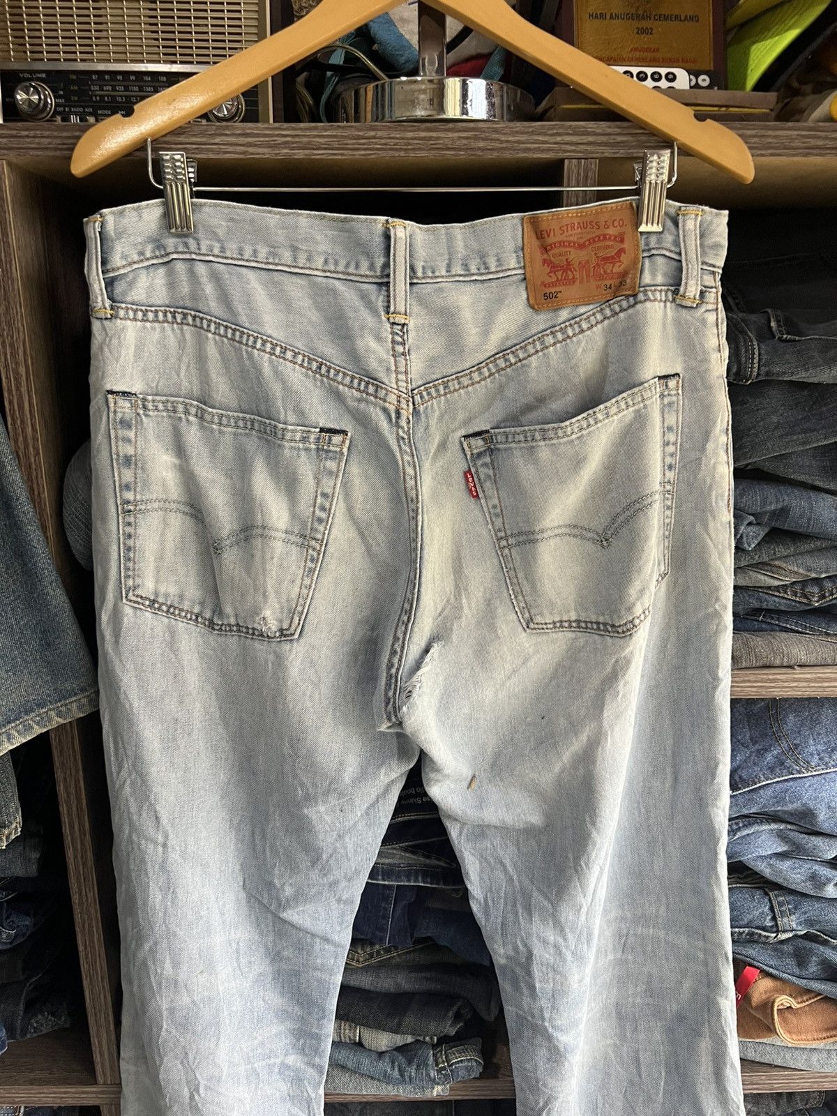 Levi's 🔥Vintage Levis 502 Distressed Denim Size US 35 - 12 Thumbnail