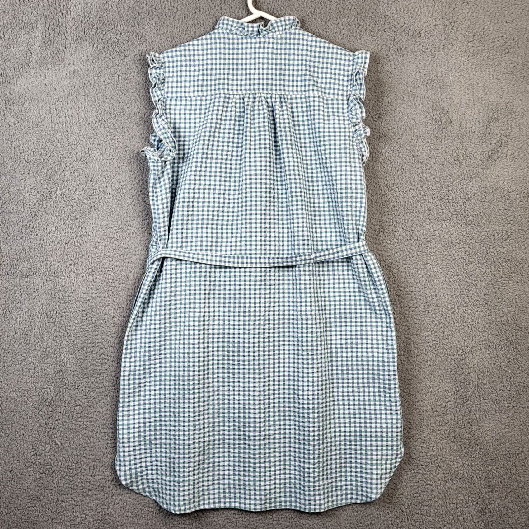 Vintage Amber Women's Button Up Ruffle Dress L Seersucker Check Casual A-Line Colour Orange/Amber Cute 90s? Size L / US 10 / IT 46 - 3 Thumbnail