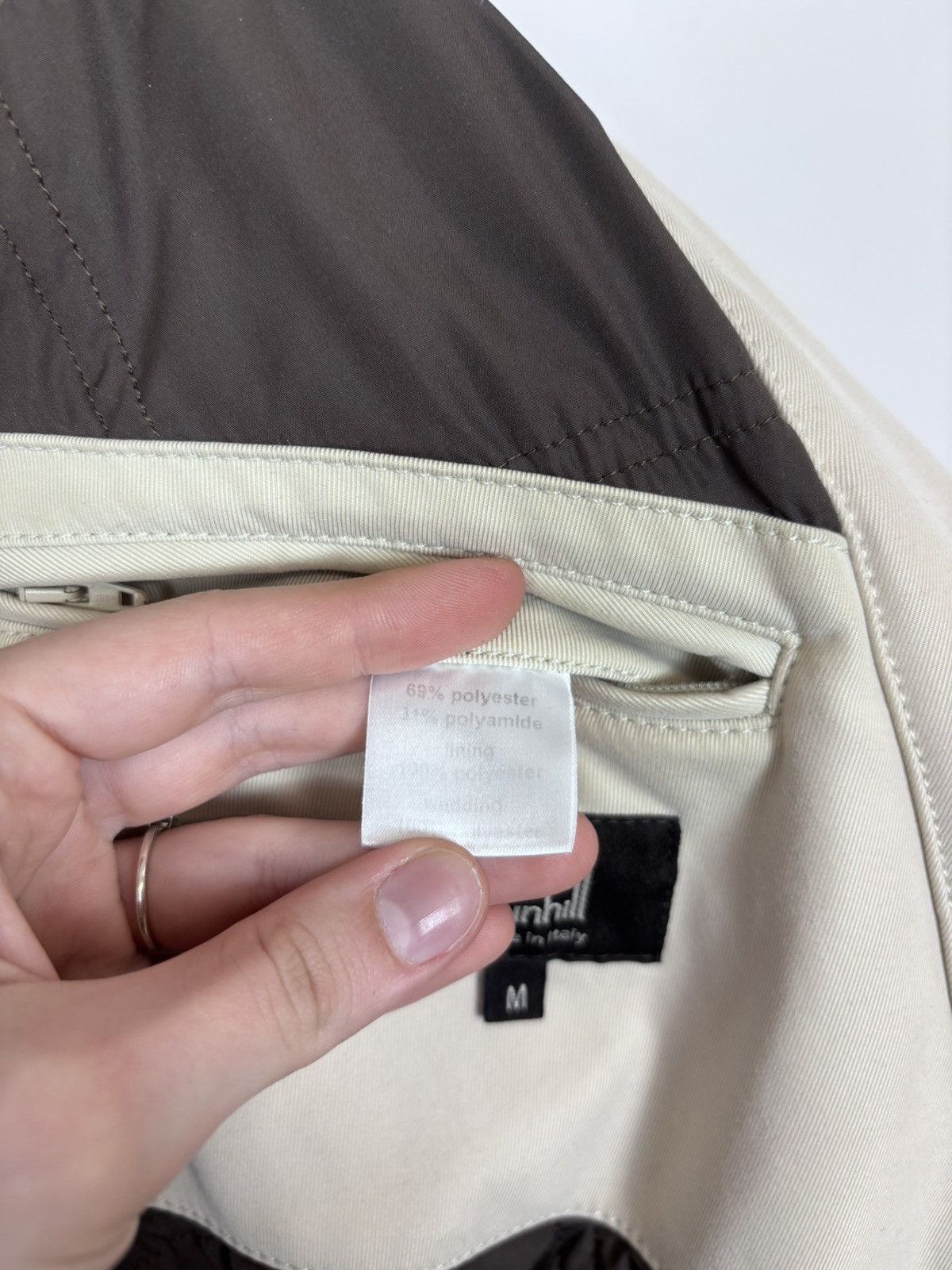 Alfred Dunhill Dunhill Men’s 2 in 1 Insulated Beige Collared Zip Up Jacket Size US M / EU 48-50 / 2 - 21 Thumbnail