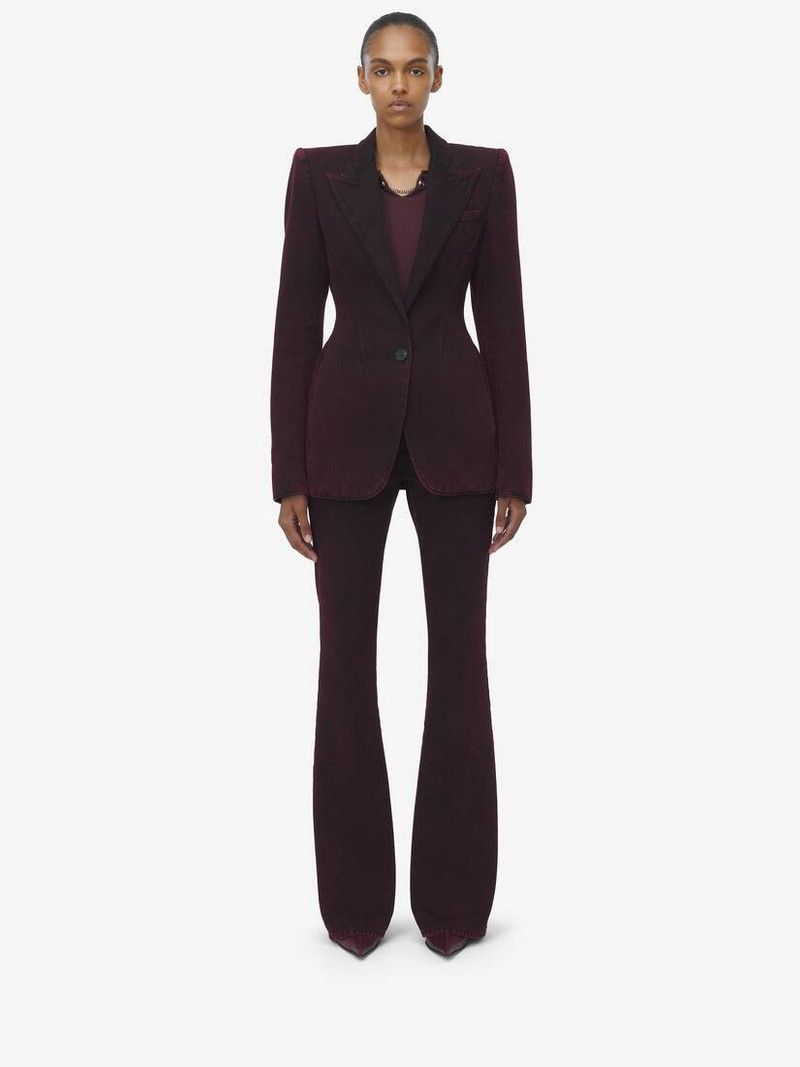 Alexander McQueen o1srvl11e0226 Single Breast Denim Jacket In Bordeaux Size S / US 4 / IT 40 - 3 Thumbnail