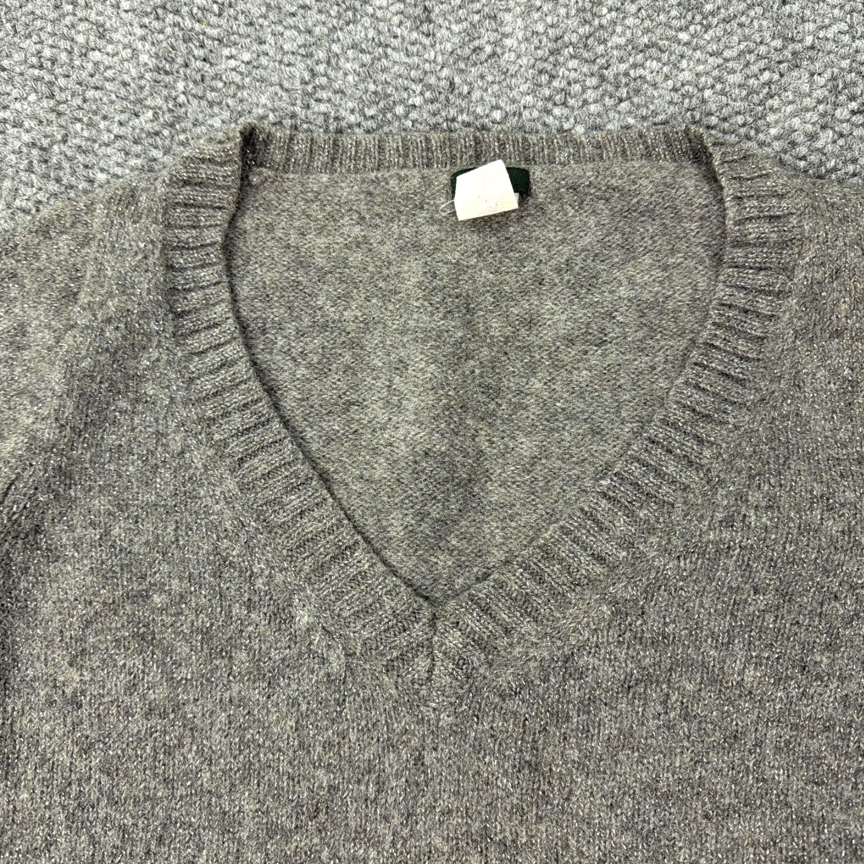 J.Crew J Crew Sweater Womens Large Gray Alpaca Wool V Neck Metallic Knit Pullover Size L / US 10 / IT 46 - 2 Thumbnail