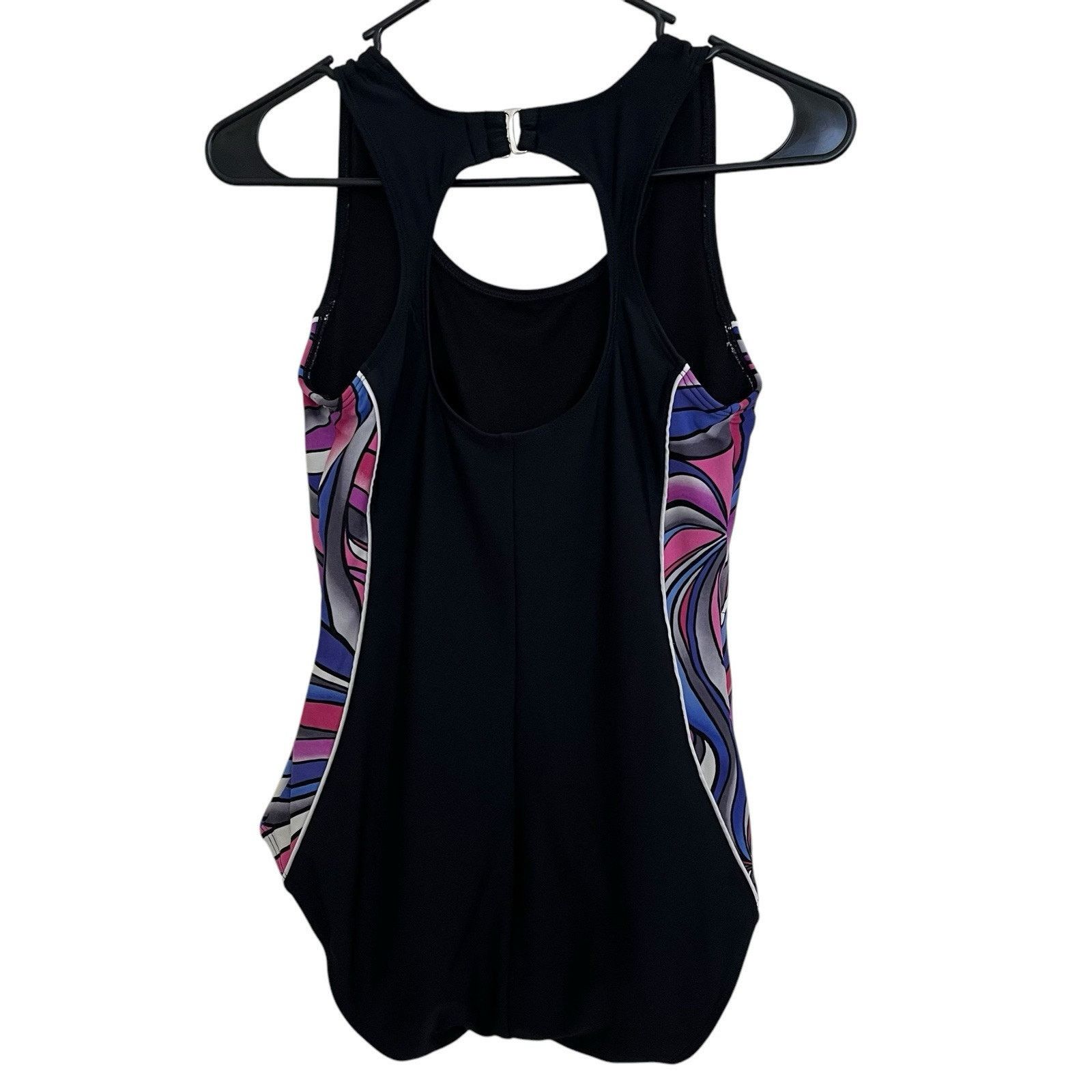 Catalina Catalina | Y2K Black Wireless Padded One Piece Swimsuit Wavy Size ONE SIZE - 5 Thumbnail