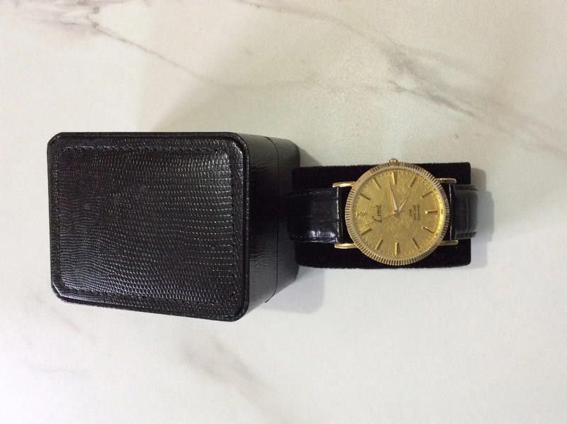 Designer Limit men's gold plated dial black leather strap watch Size ONE SIZE - 2 Thumbnail
