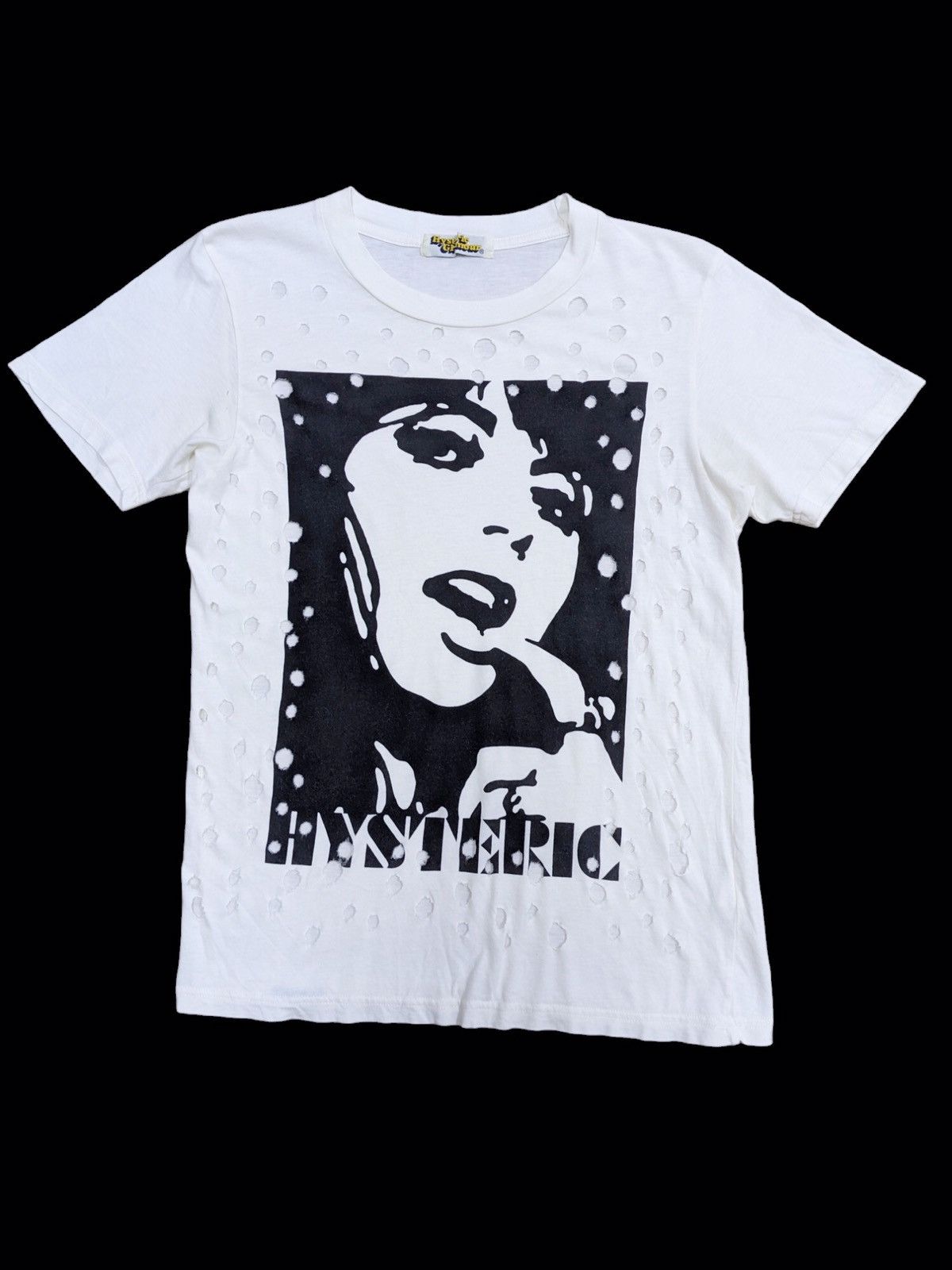 image of Hysteric Glamour Holes All Over Tshirt in White, Women's (Size Small)