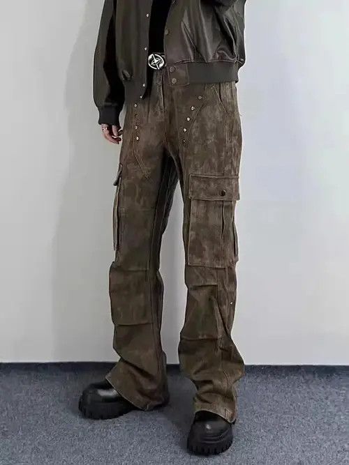 Japanese Brand × Jean Retro Deconstructed Studded Pocket Cargo Wide Leg Jeans Size US 32 / EU 48 - 3 Thumbnail