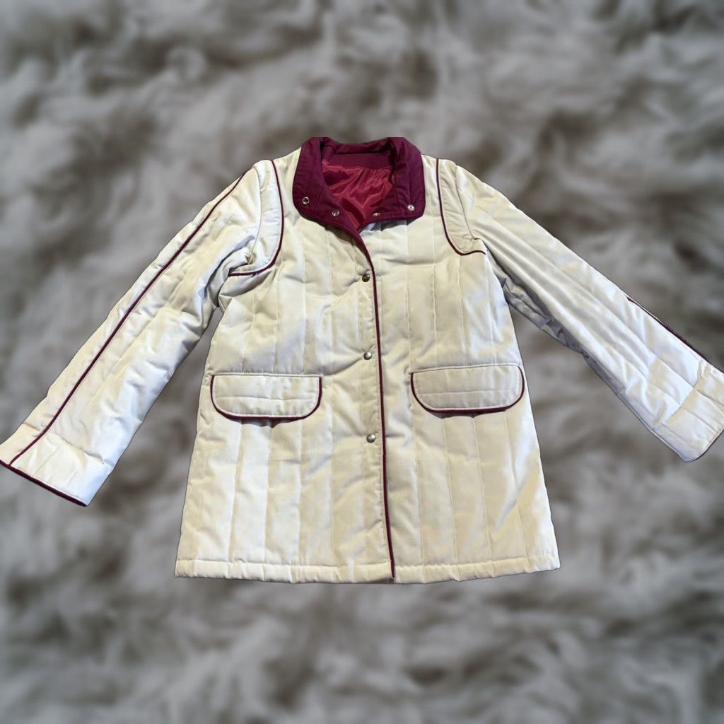 Vintage VINTAGE Saril Womens Jacket Quilted Maroon Lined USA Made Chore Coat Ivory L Size L / US 10 / IT 46 - 1 Thumbnail