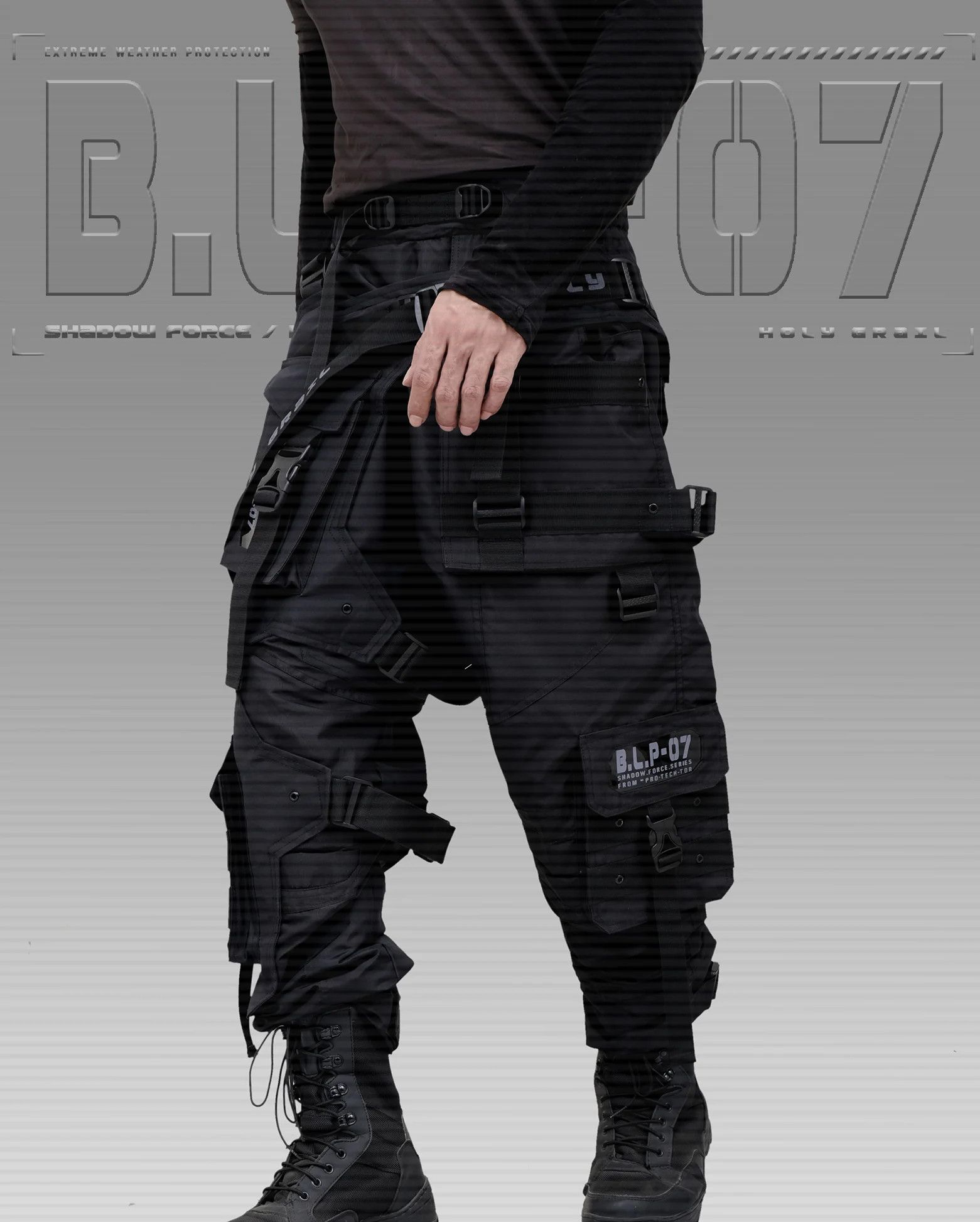 Hi Tec H-G PRO-TECH-TOR "SHADOW FORCE" TECHWEAR CYBERPUNK HOLYGRAIL Size US 34 / EU 50 - 9 Thumbnail