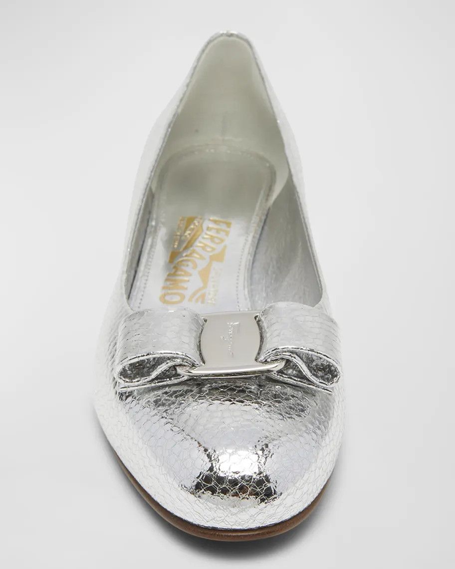 Salvatore Ferragamo o1s1rm0924 Vara Bow Pumps in Silver Size US 9.5 / IT 39.5 - 3 Thumbnail