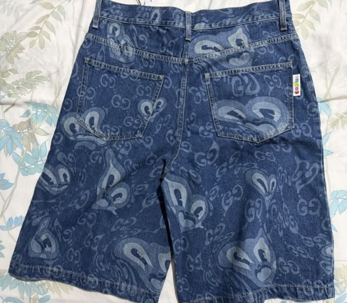 Gucci GUCCI Blue Monogram Belt Loop Zipper Denim Shorts Size US 34 / EU 50 - 2 Thumbnail