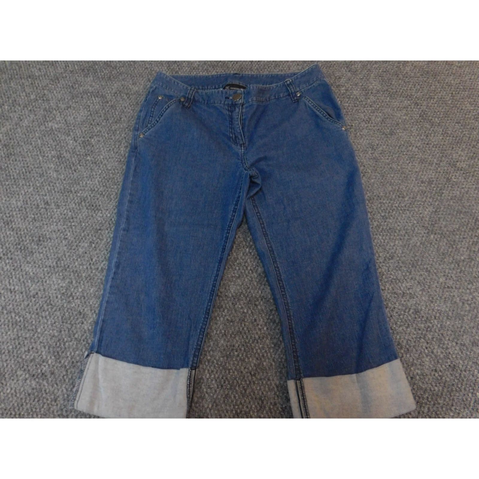 Vintage INC International Concepts Womens Jeans Capri 6 Blue Capris Cuffed Denim Straight 18in Inseam Regular Rise Zip Modern Designer Size 28" / US 6 / IT 42 - 6 Thumbnail