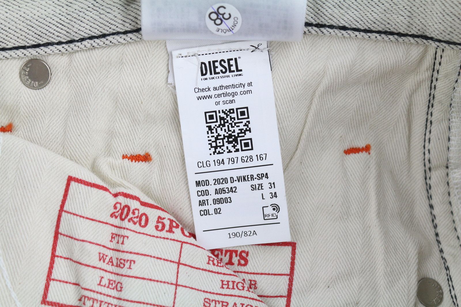 Diesel 2020 D-VIKER-SP4 W31/L34 Black Regular Straight 85418 Size US 31 - 11 Thumbnail