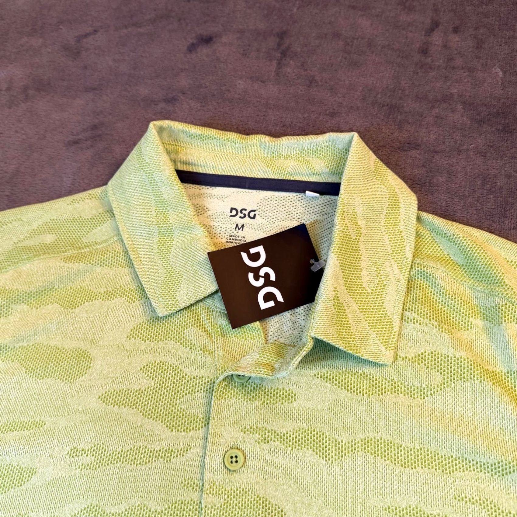 Vintage DSG Polo Shirt Camouflage Short Sleeve Mens M Green Jacquard Moisture Wicking Button Logo Golf Shirt Casual Activewear Shirt Size US M / EU 48-50 / 2 - 2 Thumbnail