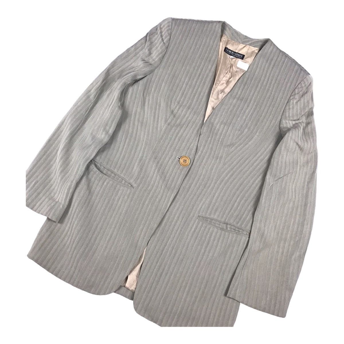 Giorgio Armani × Vintage GIORGIO ARMANI DESIGN STRIPED BLAZER COAT JACKET Size S / US 4 / IT 40 - 2 Thumbnail