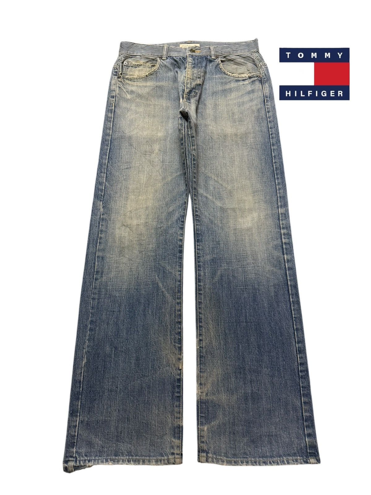 Tommy Hilfiger Vintage 90s Tommy Hilfiger Faded Wash Buckle Wide Leg Baggy Size US 32 / EU 48 - 1 Thumbnail
